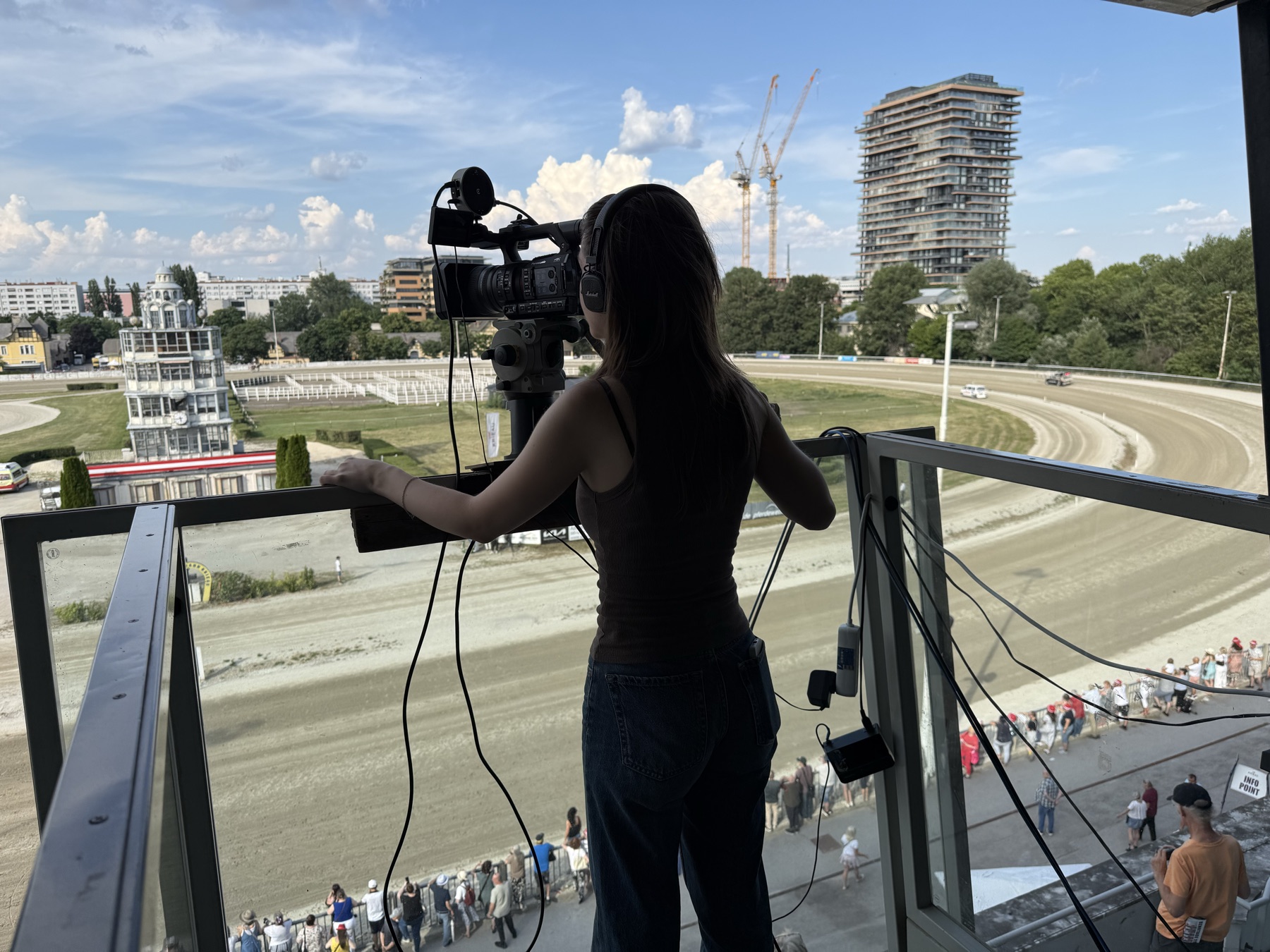 Krieau Derby finish-line operator watching the track