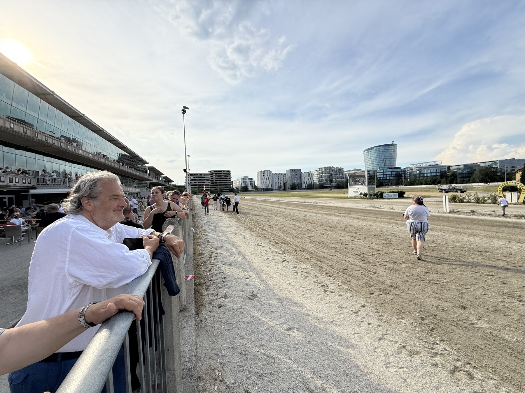 Krieau Derby trackside finish-line view with spectators and racecourse