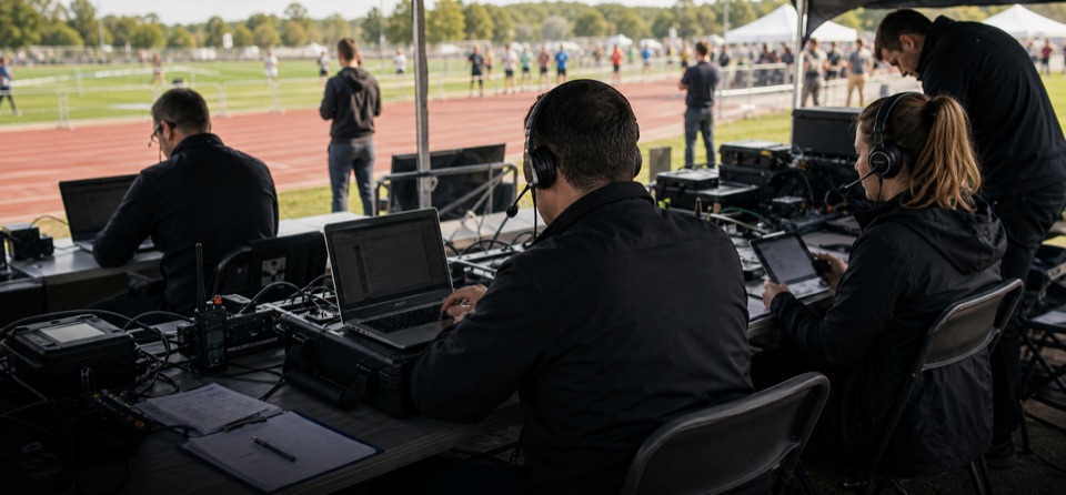 Race technology team managing event data and field operations